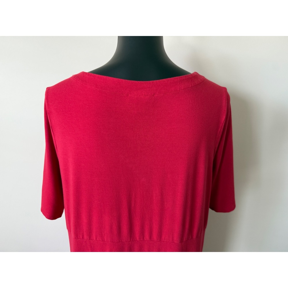 J. Jill Wearever Red Jersey Knit Maxi Dress Short Sleeve Empire Waist Womens M - Picture 7 of 11
